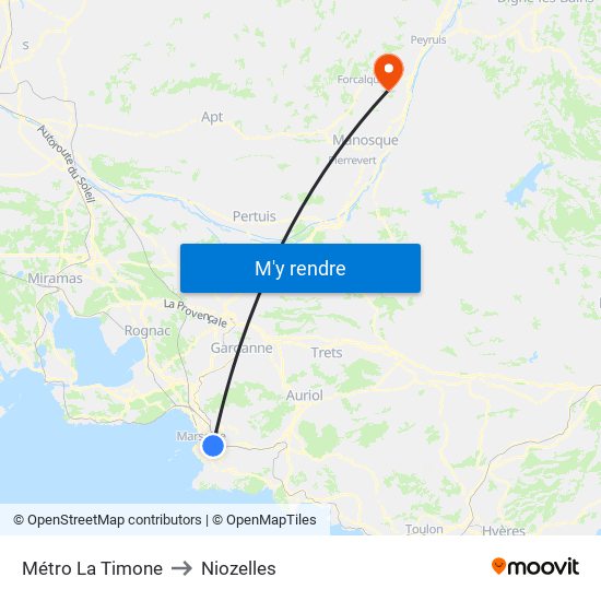 Métro La Timone to Niozelles map