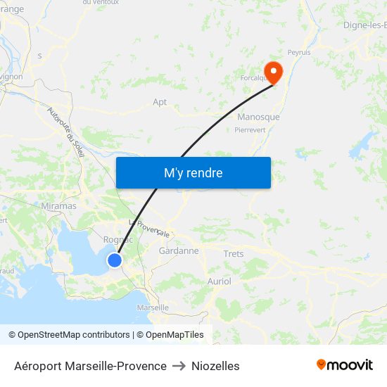 Aéroport Marseille-Provence to Niozelles map