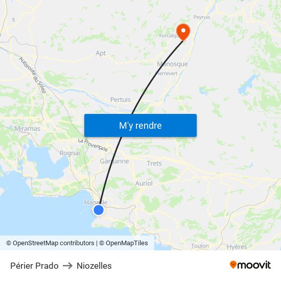 Périer Prado to Niozelles map