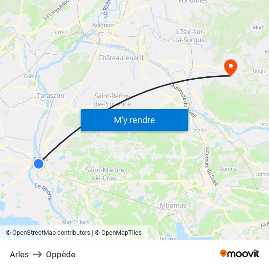 Arles to Oppède map