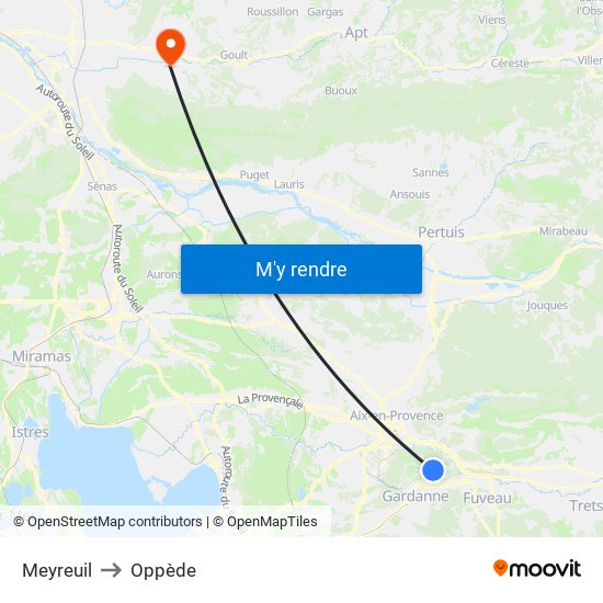 Meyreuil to Oppède map