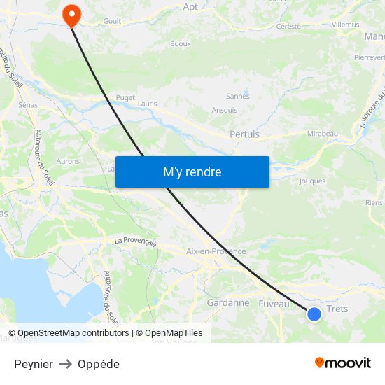 Peynier to Oppède map