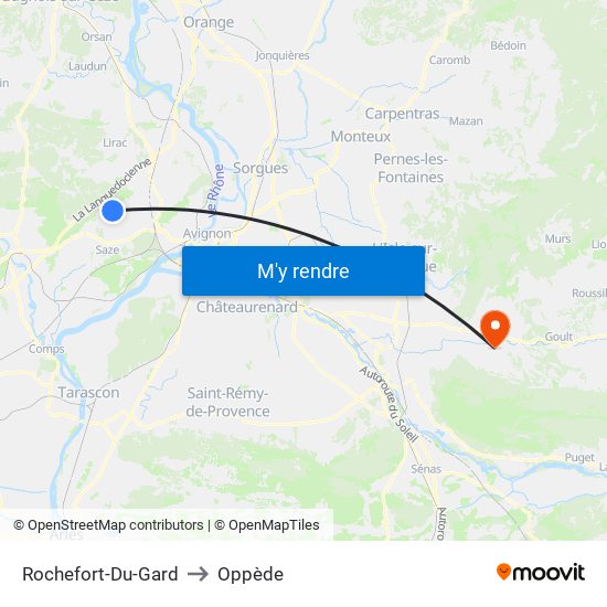 Rochefort-Du-Gard to Oppède map