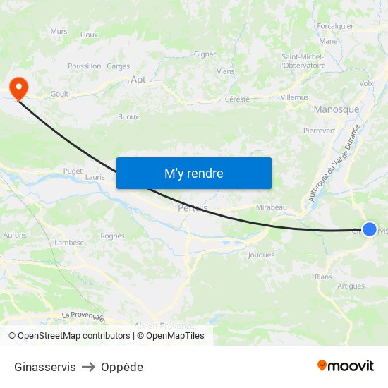 Ginasservis to Oppède map