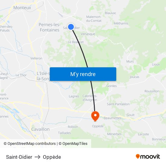 Saint-Didier to Oppède map