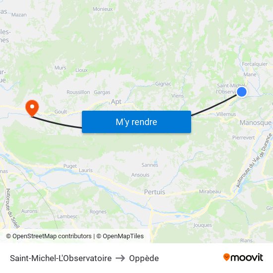 Saint-Michel-L'Observatoire to Oppède map