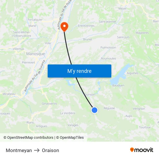 Montmeyan to Montmeyan map