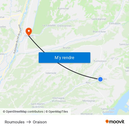 Roumoules to Oraison map