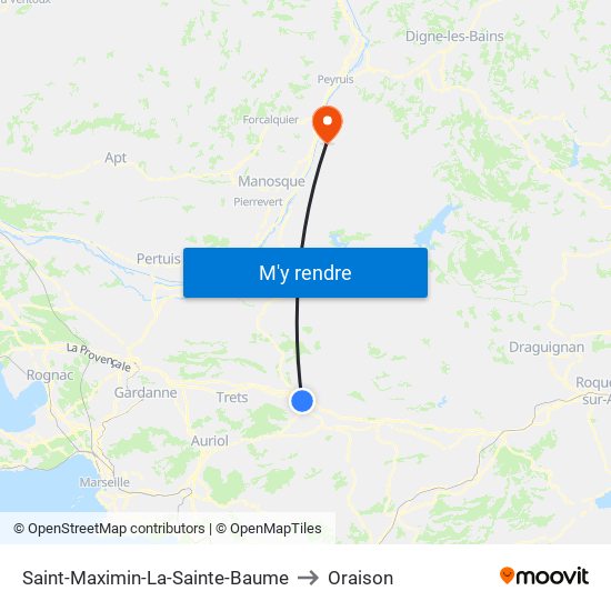 Saint-Maximin-La-Sainte-Baume to Oraison map