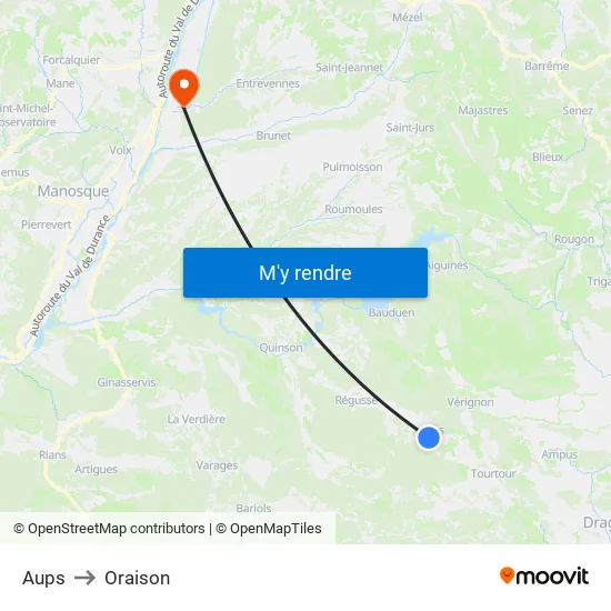 Aups to Oraison map