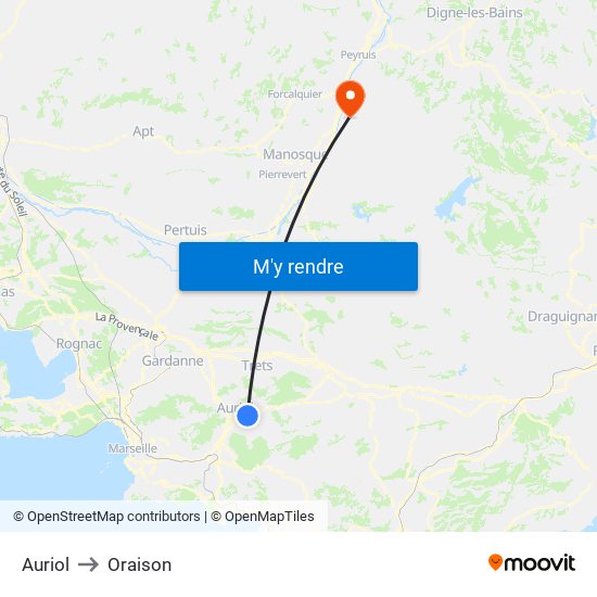 Auriol to Oraison map