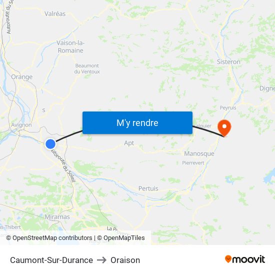 Caumont-Sur-Durance to Oraison map