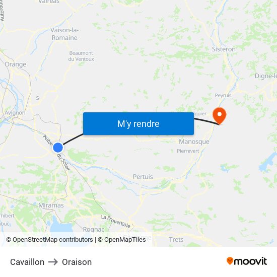 Cavaillon to Oraison map