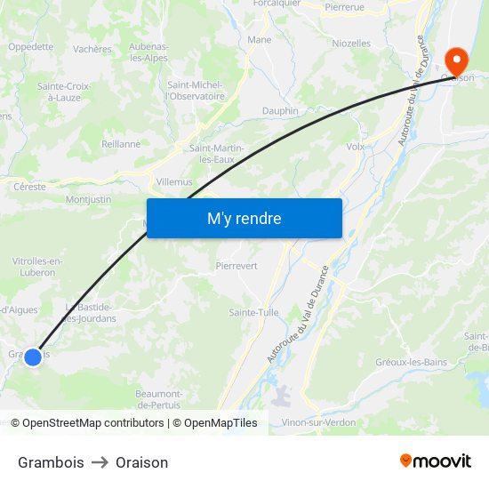 Grambois to Oraison map