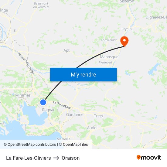 La Fare-Les-Oliviers to Oraison map
