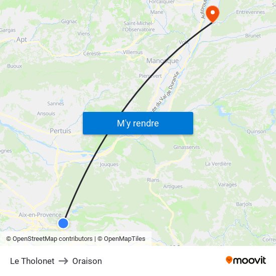 Le Tholonet to Oraison map