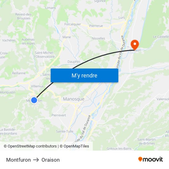 Montfuron to Oraison map