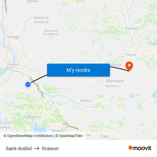 Saint-Andiol to Oraison map