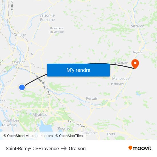 Saint-Rémy-De-Provence to Oraison map