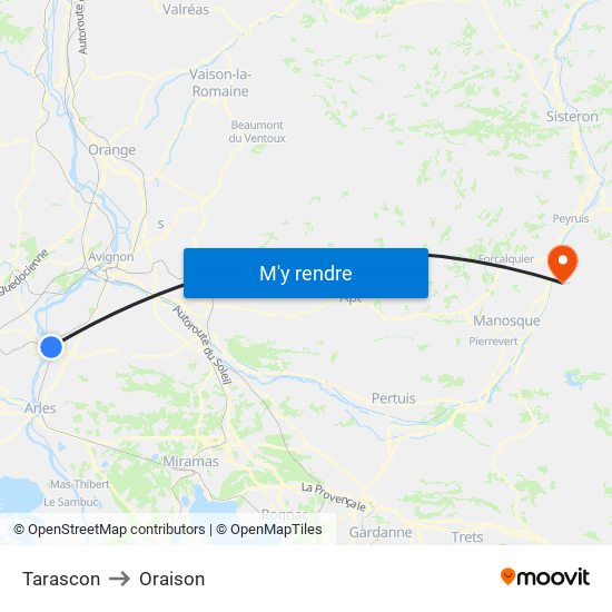 Tarascon to Oraison map