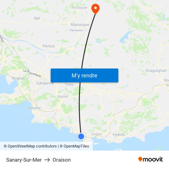 Sanary-Sur-Mer to Oraison map