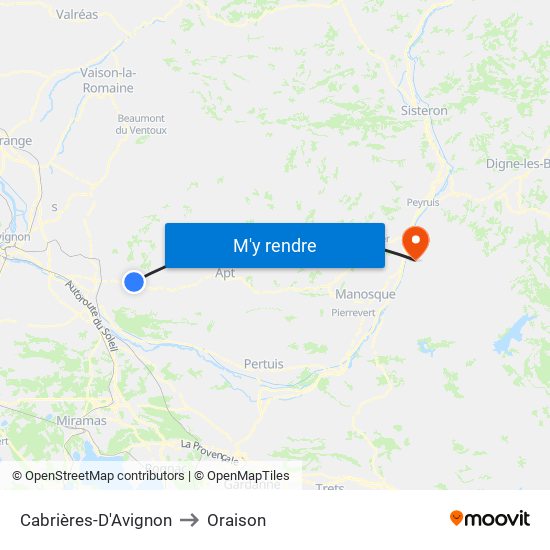 Cabrières-D'Avignon to Oraison map