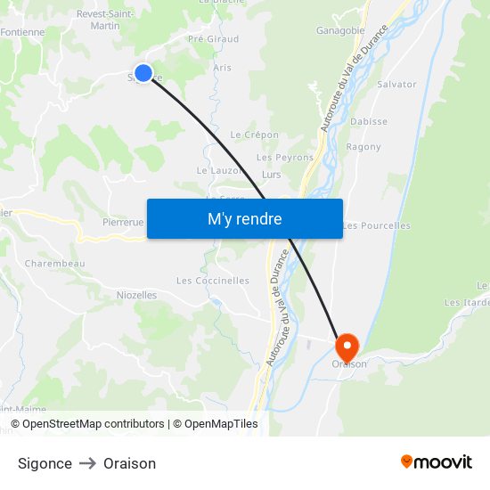 Sigonce to Oraison map
