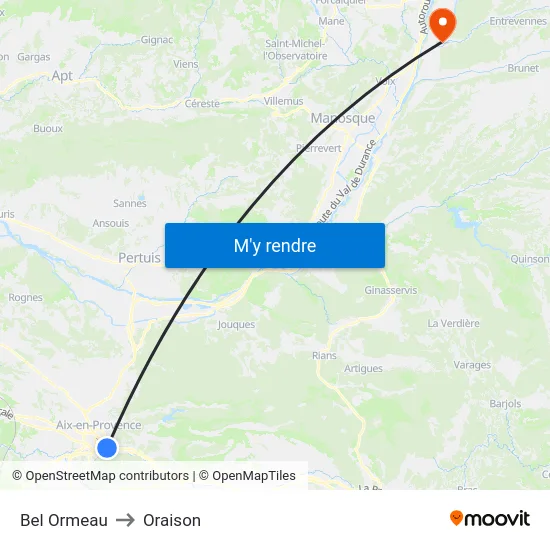 Bel Ormeau to Oraison map