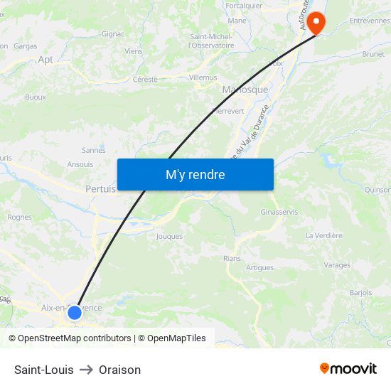 Saint-Louis to Oraison map