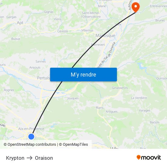 Krypton to Oraison map