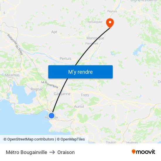 Métro Bougainville to Oraison map