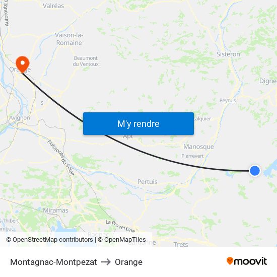 Montagnac-Montpezat to Orange map