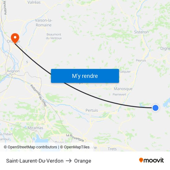 Saint-Laurent-Du-Verdon to Orange map