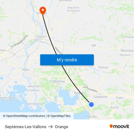 Septèmes-Les-Vallons to Orange map