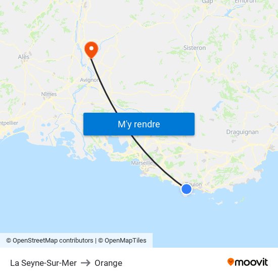 La Seyne-Sur-Mer to Orange map