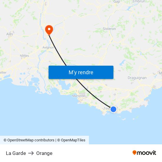 La Garde to Orange map