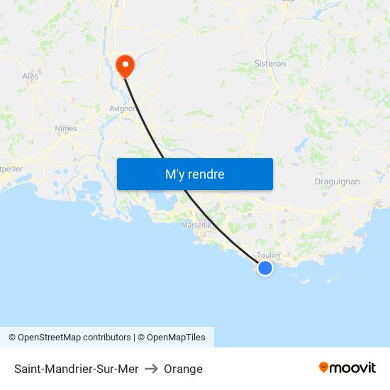 Saint-Mandrier-Sur-Mer to Orange map