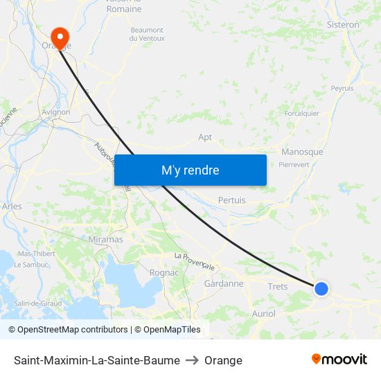 Saint-Maximin-La-Sainte-Baume to Orange map