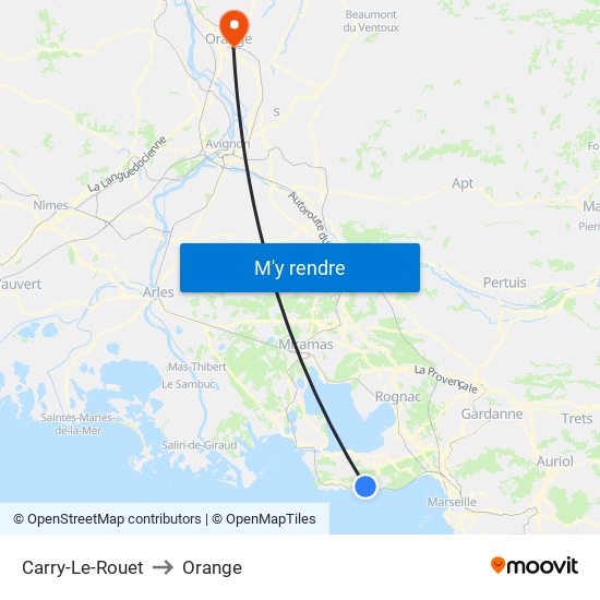 Carry-Le-Rouet to Orange map