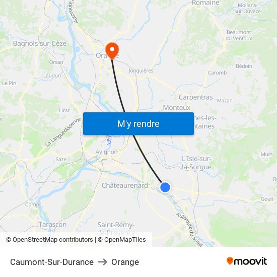 Caumont-Sur-Durance to Orange map