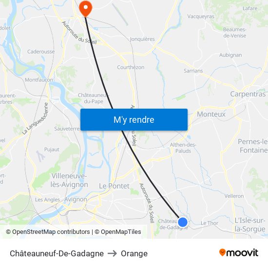 Châteauneuf-De-Gadagne to Orange map