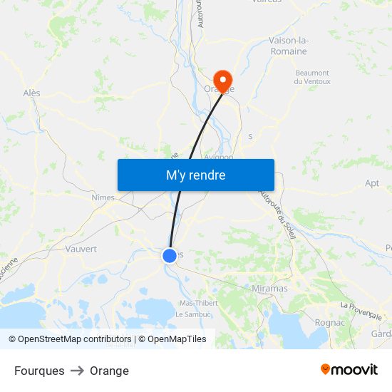 Fourques to Orange map