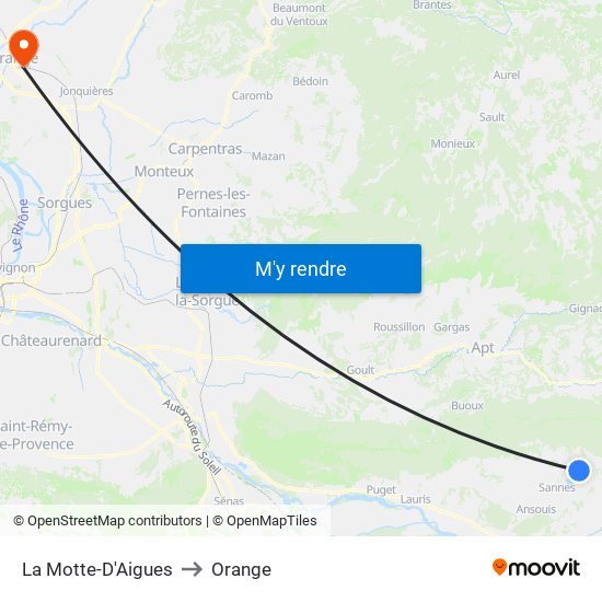 La Motte-D'Aigues to Orange map