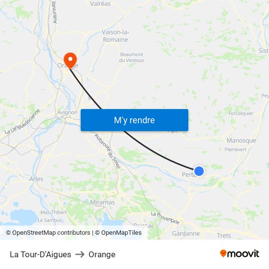 La Tour-D'Aigues to Orange map