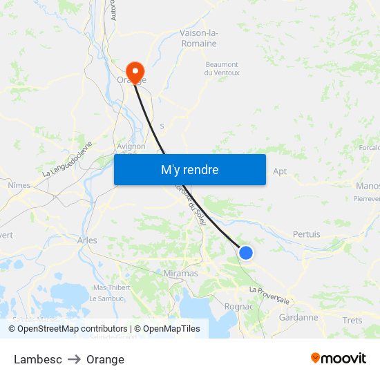 Lambesc to Orange map