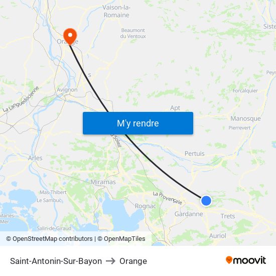 Saint-Antonin-Sur-Bayon to Orange map