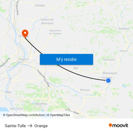 Sainte-Tulle to Orange map