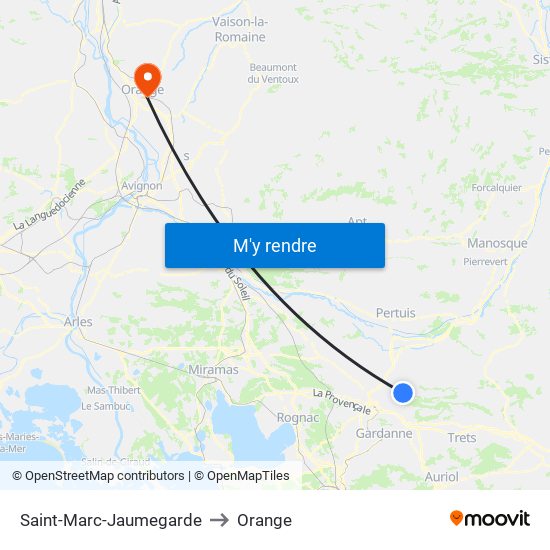 Saint-Marc-Jaumegarde to Orange map