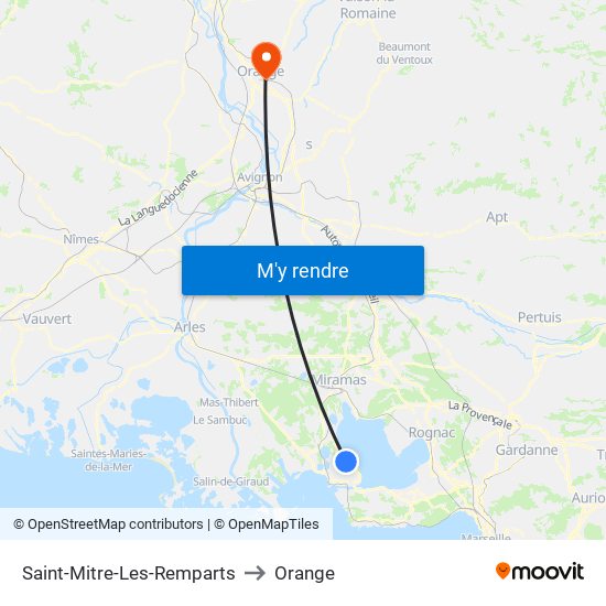 Saint-Mitre-Les-Remparts to Orange map