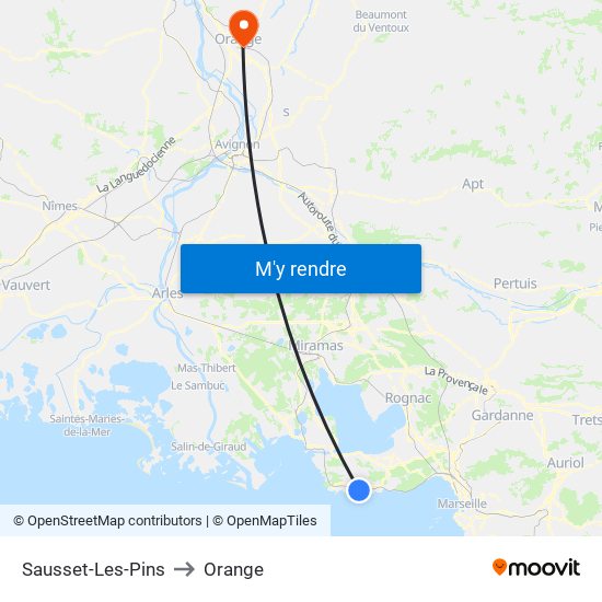 Sausset-Les-Pins to Orange map